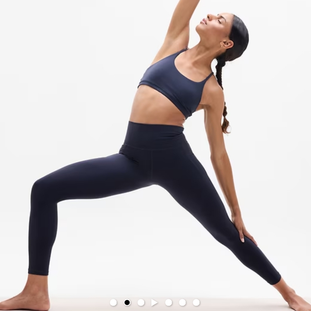 Athleta Deep Blue Salutation Stash Pocket II Leggings